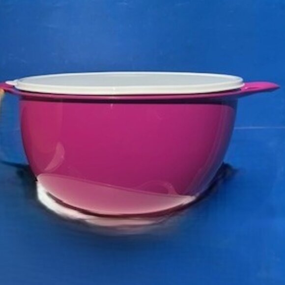 Tupperware Thatsa Mega Bowl  Handled Bowl 42Cups Sheer Purpulicious w White Seal - Picture 1 of 4